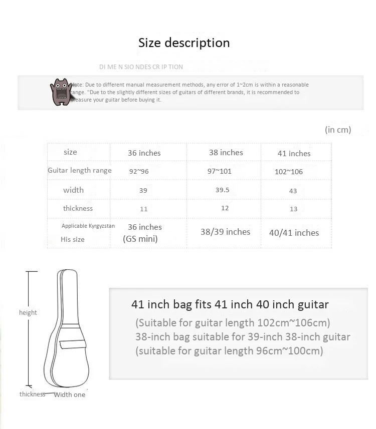 verdickt schulter folk akustische gitarre tasche 3638394041 zoll klassische elektrische gitarre tasche abdeckung rucksack klavier tasche free glob