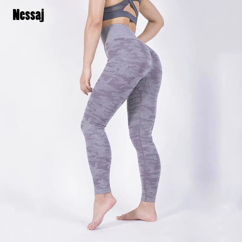 Женские Бесшовные Леггинсы с высокой талией Nessaj камуфляжные спортивные пуш-ап