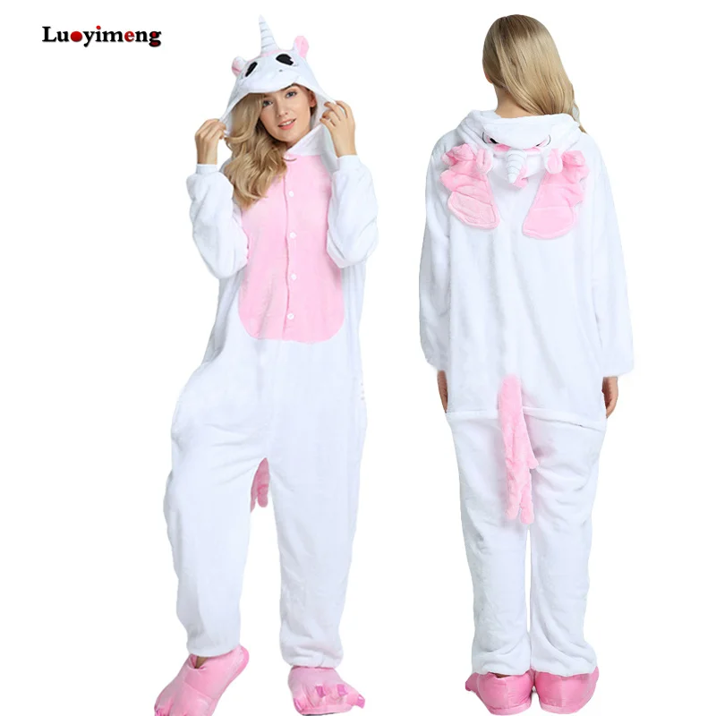 pink unicorn Зимняя Фланелевая пижама Unicornio, женская одежда для сна для взрослых, парная Пижама-комбинезон, пижама с изображением единорога, животных, мультяшная Пижама, Femme Pijama Licorne - Цвет: pink unicorn