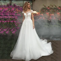myyble princess wedding dress lace 3d flower a line tulle bridal gowns custom made cap sleeves ivory wedding dress 2021