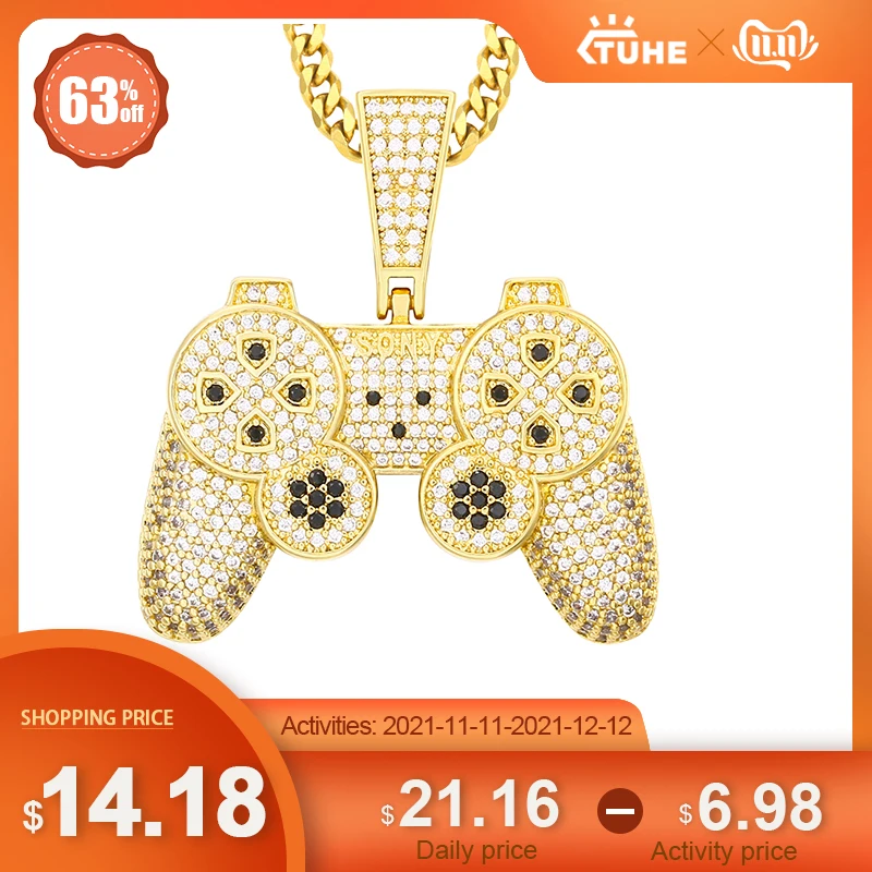 

Хип-хоп со льдом игровой контроллер подвеска на ручку подойдет в качестве подарка как для мужчин, так и для AAA кубическим цирконием, ювелирное изделие, в форме плетённого кольца с теннис цепи