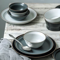 simple ceramic dinner plates creative grey nordic plate household dishes and bowls porcelain tableware for kitchen dinner