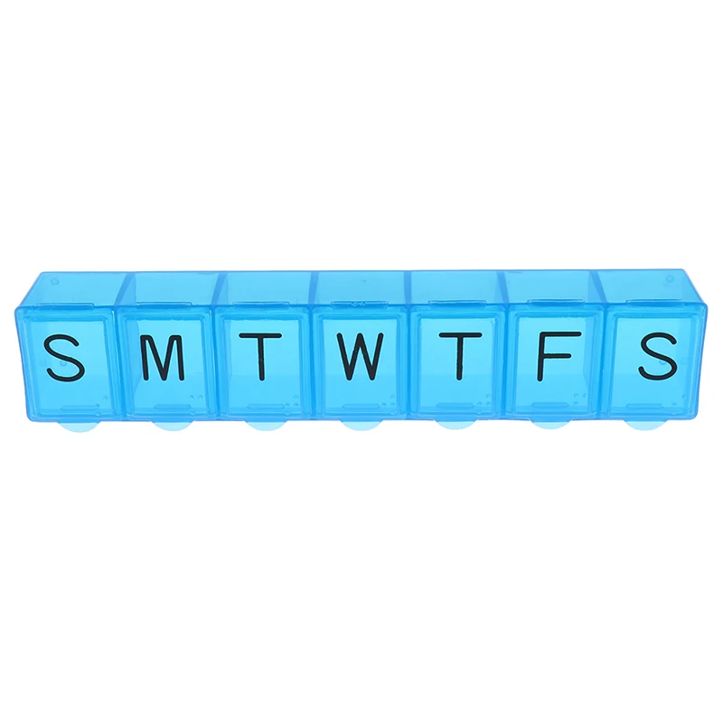 Blue 7 Days Weekly Pill Box Organizer Large Tablet Pill Storage Box Vitamin Organizer Box Plastic Medicine Box Splitters