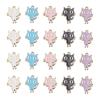 20pcs cartoon cat enamel charms gold plated diy animal charm pendant for jewelry making diy craft finding