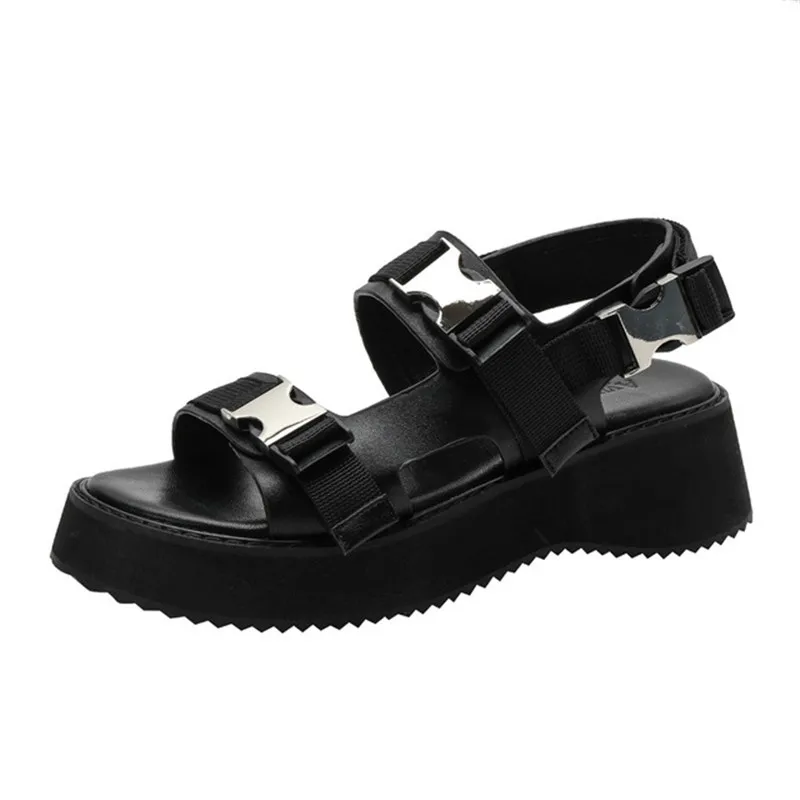 

2021; Новинка; Цвет Черный; Женская обувь удобные летние сандалии с плоской подошвой, уличные пляжные туфли с толстой подошвой; Женская обувь н...