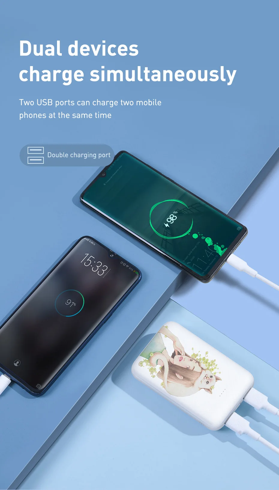 Baseus мини банк питания 10000 мАч для xiaomi samsung iPhone милый подарок банк питания Портативный двойной USB зарядное устройство батареи для путешествий