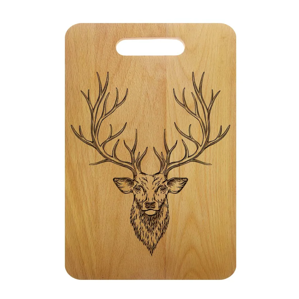 300x200mm Самец оленя Персонализированная Выгравированная деревянная разделочная доска разделочный блок голова оленя рога бамбуковый Мясник Блок пользовательский Охотник на оленя подарок - Цвет: 300x200mm