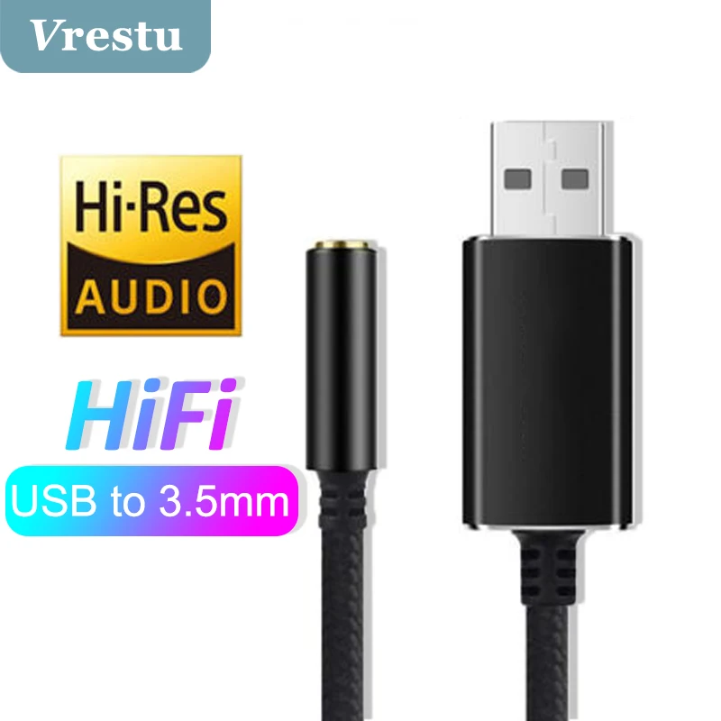 

2 in 1 USB to 3.5mm Jack Sound Card Plug 3 5 Sound Audio Adapter for PC Laptop PS5 PS4 Headphone Mic Speaker External Sound Card