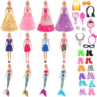 fashion 62 itemsset kids toys 4 wedding dress 4 mini clothes 4 mermaid dresses 10 doll shoes 40 accessories for barbie