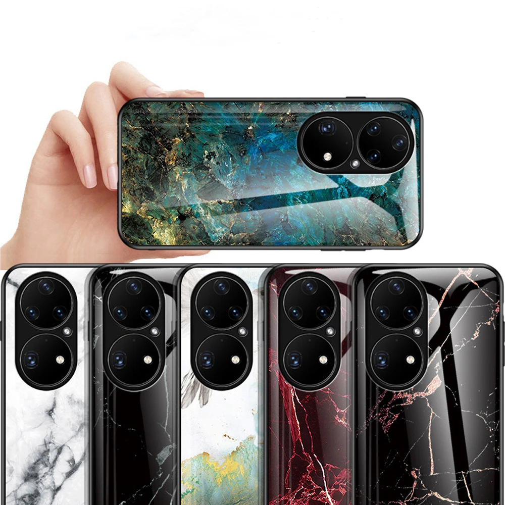 

Honor 50 Lite 50Lite 2021 Luxury Marble Tempered Glass Case for Huawei Honor 50 Pro Frame Hard Glass Back Cover Honor 50 SE Case