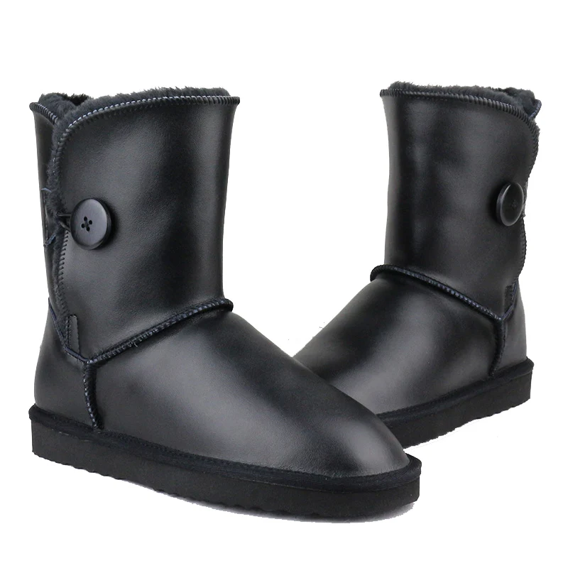 Теплые ботинки из натуральной яловой кожи Модные водонепроницаемые теплые