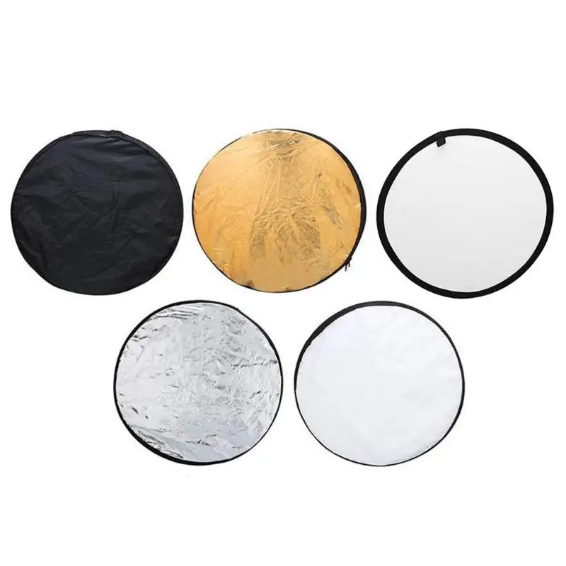 

60cm 5-in-1 Round Photography Reflector with Zippered Storage Bag Easy Carry Photography Photo Collapsible Light Reflector