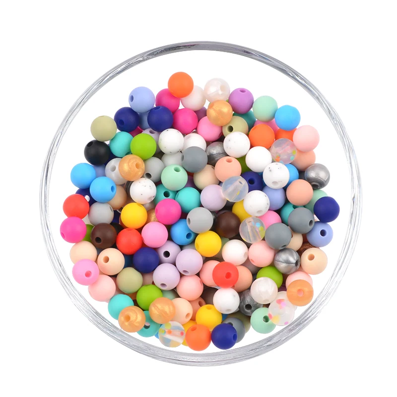 Cuentas de silicona sin BPA para chupete, cuentas sueltas de silicona de 9MM para mordedor seguro, accesorio para collar de cuentas redondas DIY-3
