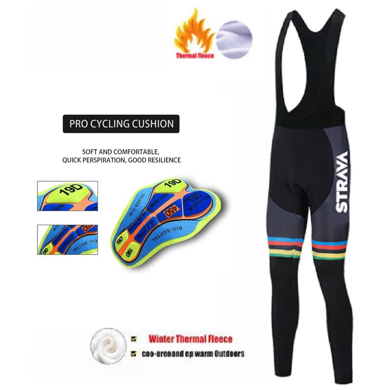 

STRAVA Cycling Pants 2021 Winter Fleece Thermal Cycling Tights for Men Females' Premium Road Bike Long Windproof Trousers