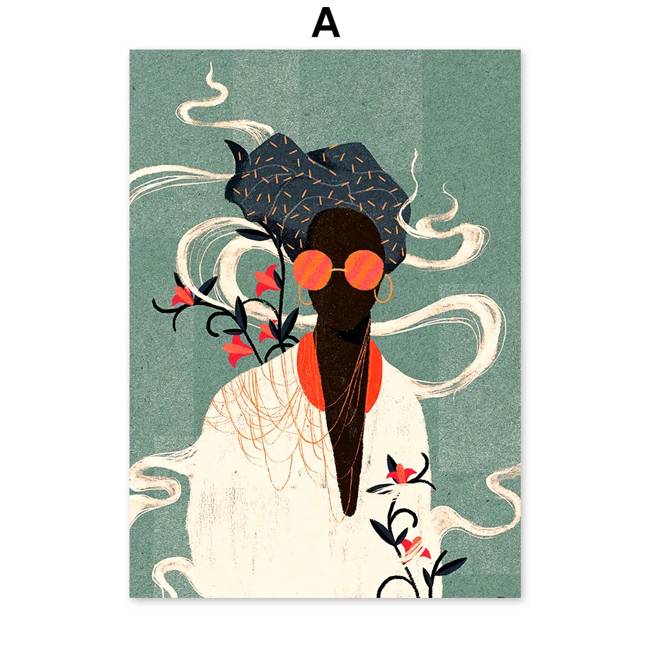 Абстрактная модная винтажная картина на стену с изображением девушек цветов