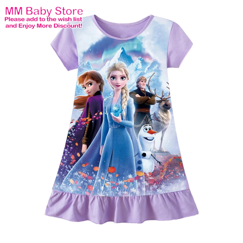 Новая летняя одежда для сна с рисунком Анны и Эльзы белоснежные ночные рубашки