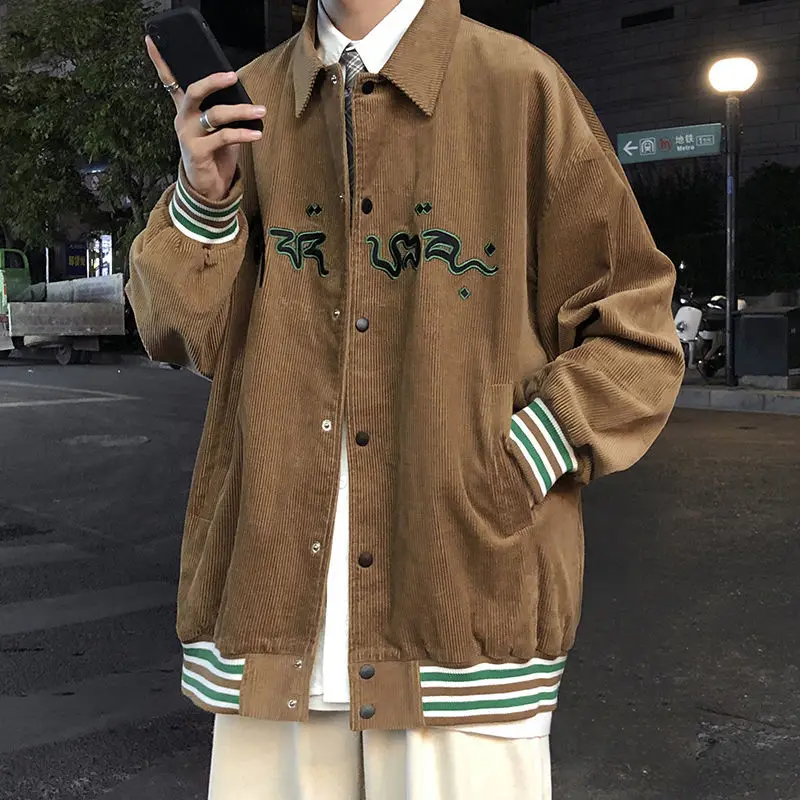 

2021 Corduroy Jacket Men's Korean Version of The Trend of Ins Spring and Autumn Jacket Loose Wild Handsome Baseball Uniform
