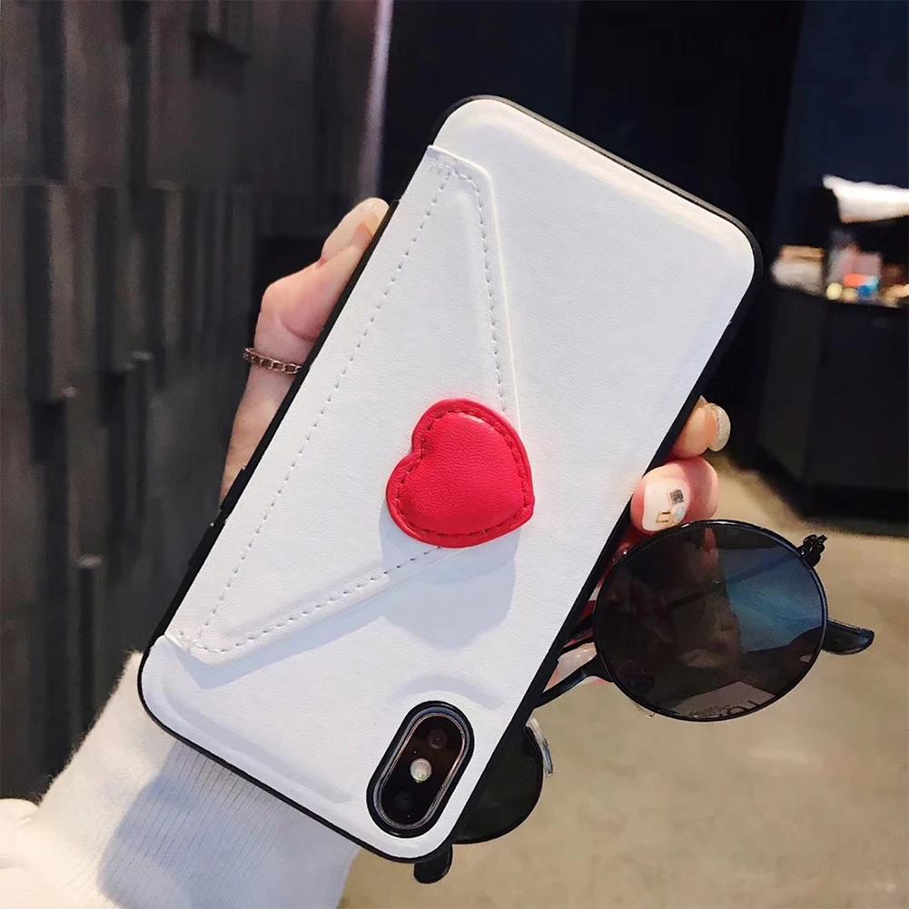 Card Slot Wallet Phone Case For iPhone 11 Pro XS MAX XR X Lovely Heart Pattern Soft TPU Back Cover 6 6S 7 8 Plus Capa |