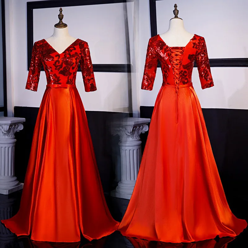 

Party Dress Qipao Exquisite Burgundy Female Mesh Dress Embroidery Chinees Dresses Sexy Slim Cheongsam Appliques Evening Robes