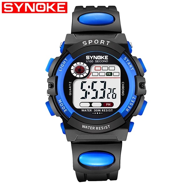 Samll Blue Synoke детские спортивные часы для школьников, модный светодиодный цифровой наручные часы, подарок для мальчиков и девочек, водонепроницаемые наручные часы для детей 30 м - Цвет: Samll Blue