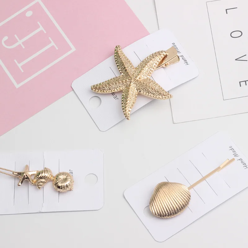 Корейские Шикарные аксессуары для волос металлический золотой цвет Пляжная