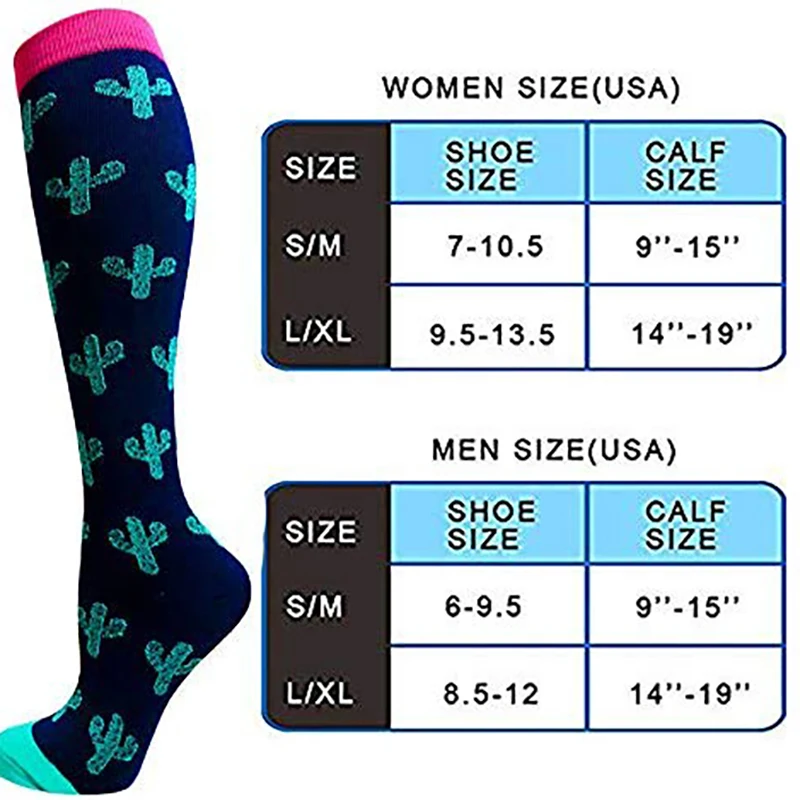 Compression Socks Women Men Knee High Nurse Medical Edema Diabetes Varicose Veins Marathon Running Sports Socks 30 Mmhg