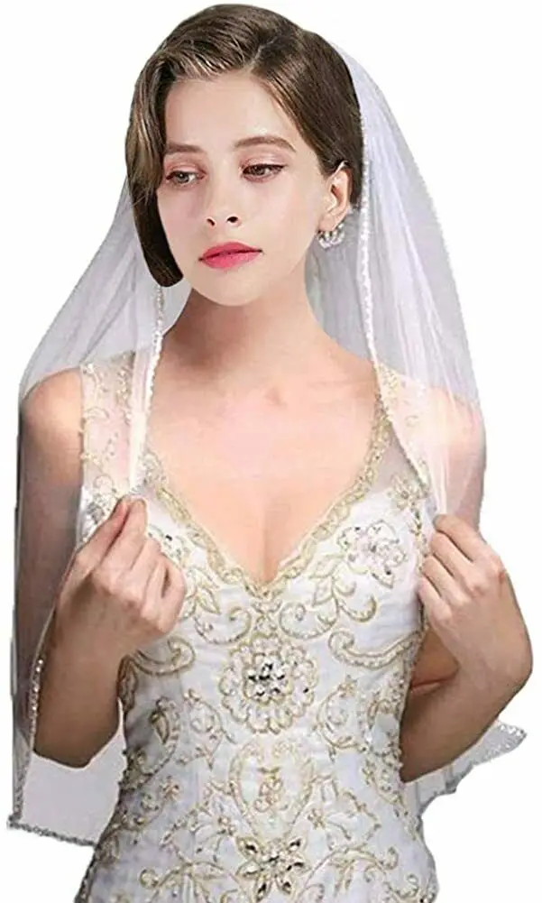 

Inform Newly Design Ivory/white 1t Elbow Length Rhinestone Edge Wedding Bridal Veil & Comb