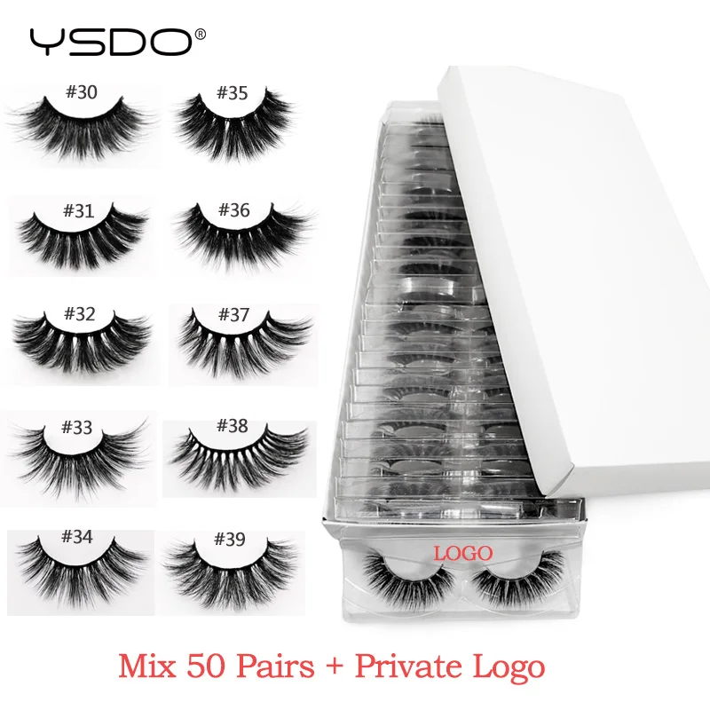 Mix50pairs WITH LOGO Норковые ресницы 20/30/40/50/100 пар, норковые 3D-ресницы, натуральные накладные ресницы для наращивания, макияж, накладные ресницы крупными партиями - Цвет: Mix50pairs WITH LOGO