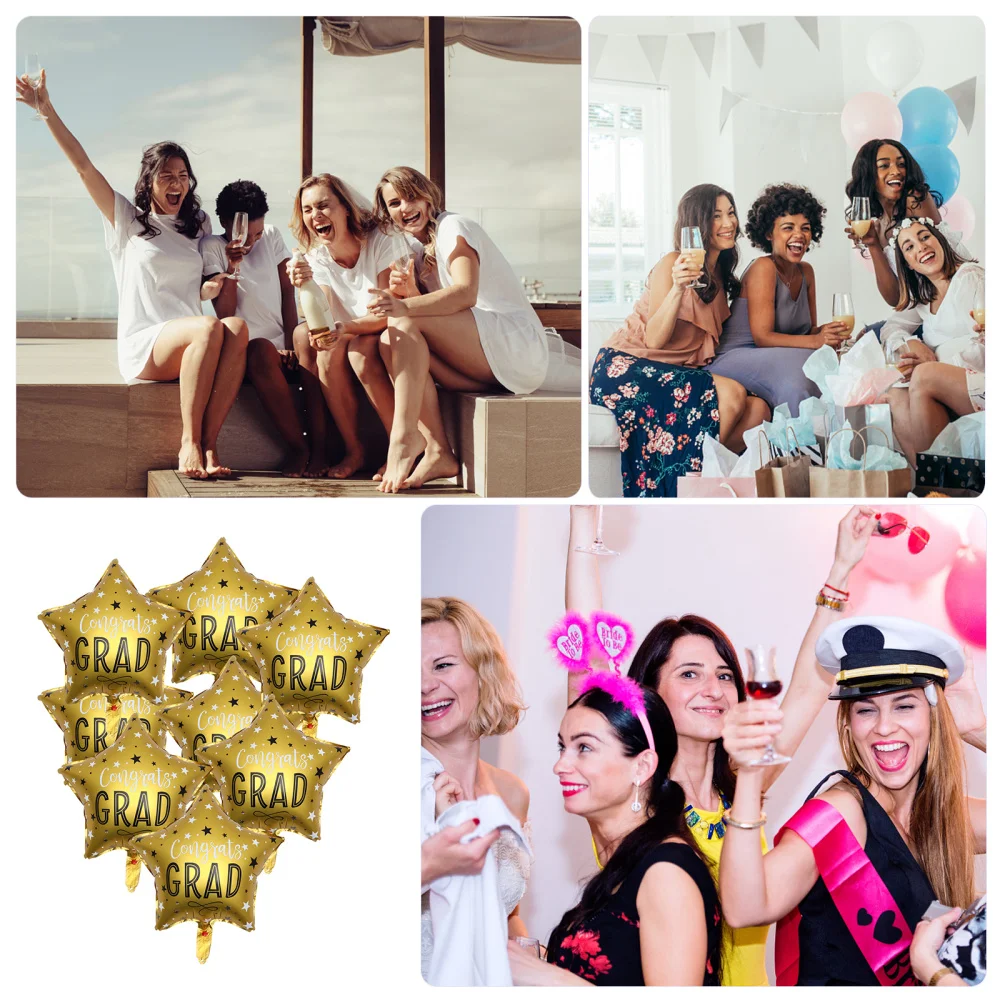 

25pcs Five Stars Balloons Golden Foil Balloons Graduation Party Supplies