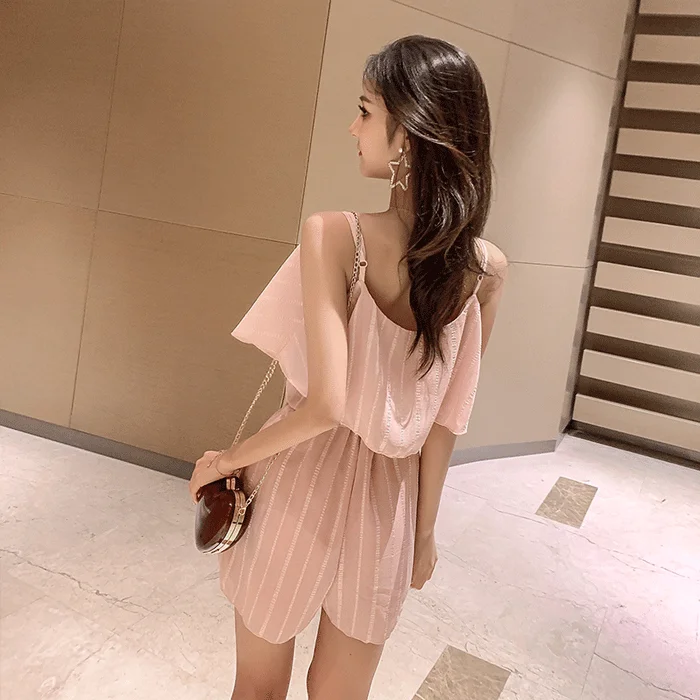 2019 летние цельные шорты женские полосатые сексуальные боди Boho пляжный