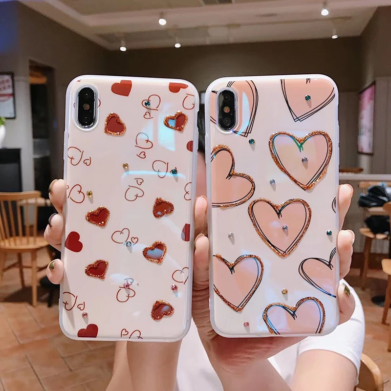 Блестящие чехлы с бриллиантами для huawei P30 P20 Pro Mate20 Pro Classic love, мягкий чехол для Honor 20 Pro Nova 3 4 5, задние чехлы