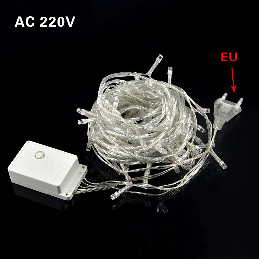 Светодиодный свет шнура 220 В ЕС уличные светящаяся гирлянда Праздничные