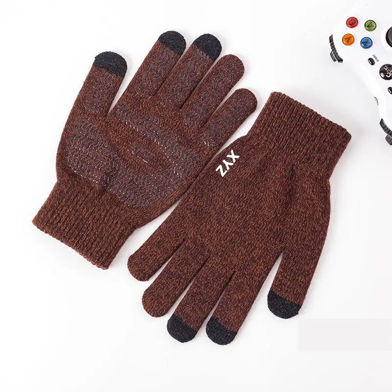 Мужские и женские зимние перчатки из бархатной шерсти теплые Нескользящие