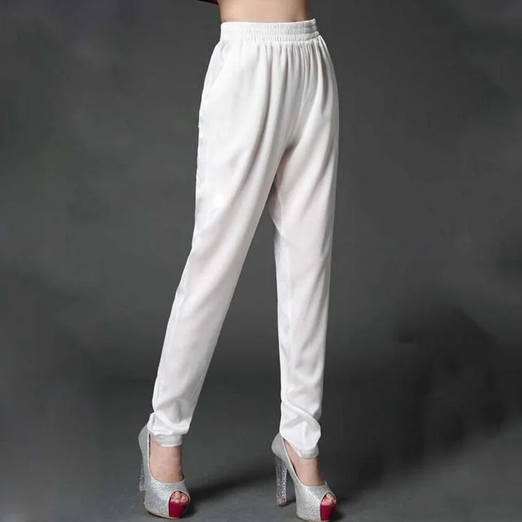 Summer trousers ladies heavy silk pants slim thin high waist mulberry silk  trousers silk harem pants women 0099