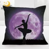 BlessLiving Ballet Pillow Cover Giant Purple Moon Cushion Cover Dancing Girl 45x45 Galaxy Night Sky Elegant Pillow Case Dropship 1