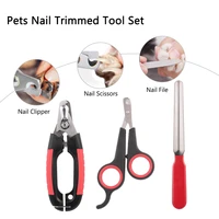 professional pet dog nail clipper with lock grooming scissors nail file 3pcs pet tool for animals cats grooming tool pet product