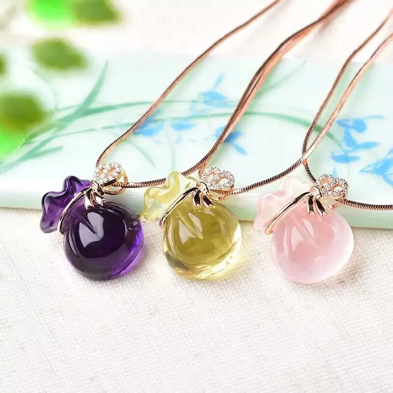 

Цепочка с подвеской из натурального кварца, 18 х12 мм