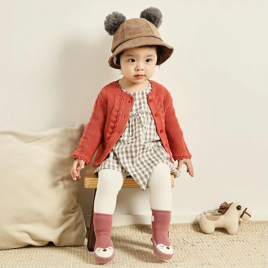 Cute Baby Girl Противоскользящие Носки Новорожденного Мультфильм Животных Теплые Хлопчатобумажные Носки Обувь Мальчик Мягкая Кожаная Подошва Младенческая Домашние Носки