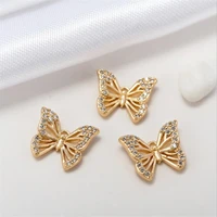 real gold color plated animal crystal butterfly charms for diy necklace bracelet pendant earrings jewelry making accessories