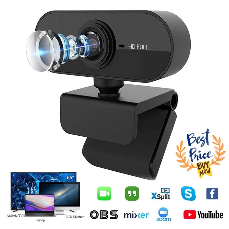 

Webcam 1080P Full Hd Web Camera Met Microfoon Usb Plug Web Cam Voor Pc Computer Laptop Desktop Youtube Skype Mini Camera