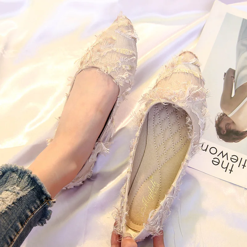 

Large Size Women Cloth Shoes Lady Weave Slip On Loafers Fashion Flats Breathable Spring Autumn Woman Footwear Zapatos Mujer New