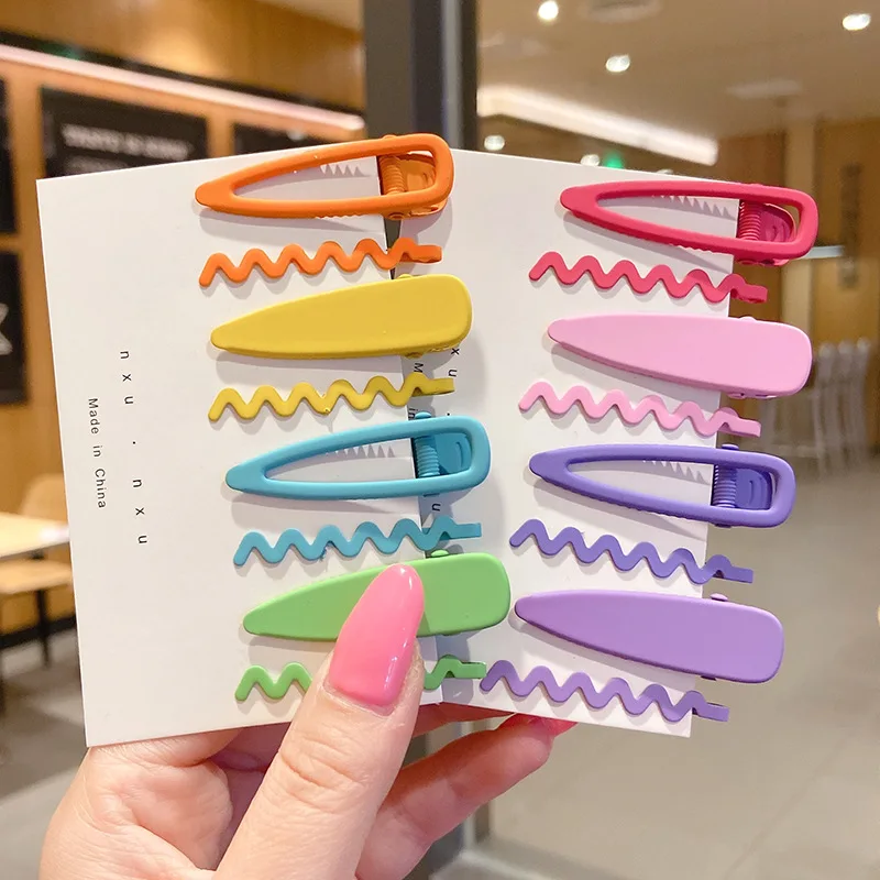 

4 Pcs/set Candy Color Wave Hairpin Girl Cute Hair Clips Headdress Sweet Color Headwear Fashion Hair Accessories Styling Tools