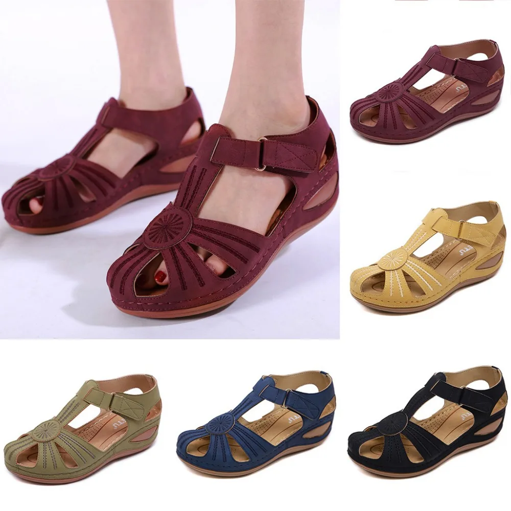 Women's Ladies Girls shoes woman Comfortable Ankle Hollow Round Toe Hollow Out Sandals Soft Bottom Sole Shoes zapatos de mujer