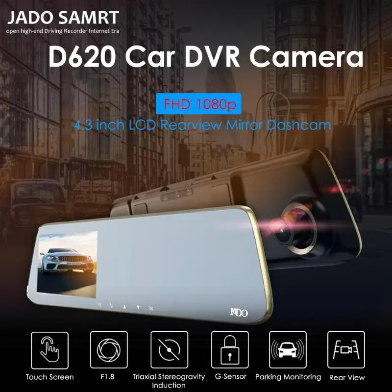 JADO D220S 1296p видеорегистратор для автомобиля камера рекордер " сенсорный экран ночного видения LDWS Dashcam Pro Streamen Achteruitkijkspiegel