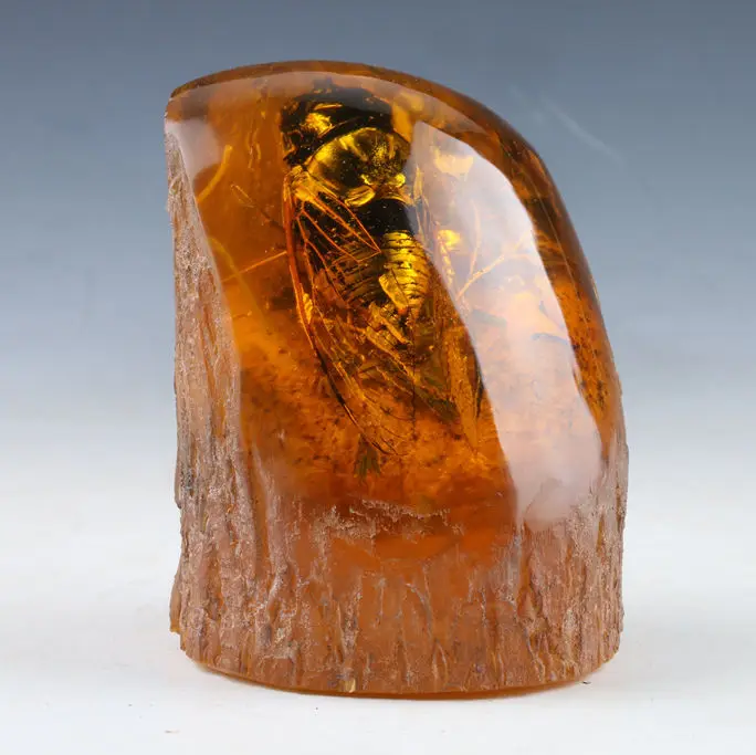 100% natural amber statue cicada series home decorations