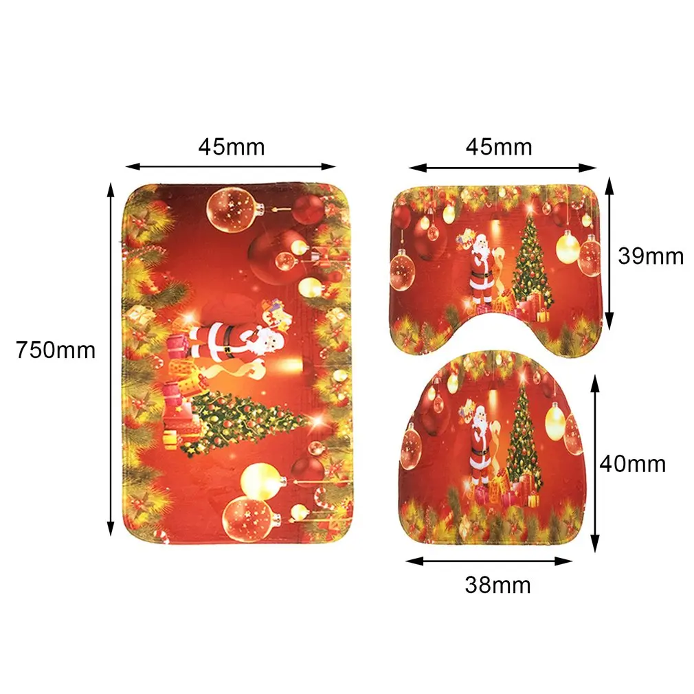 

3PCS/1 SET Modern Design Household Bathroom Pedestal Rug Slip Mat Flannel Anti-Slip Toilet Covers Bathroom Accessories