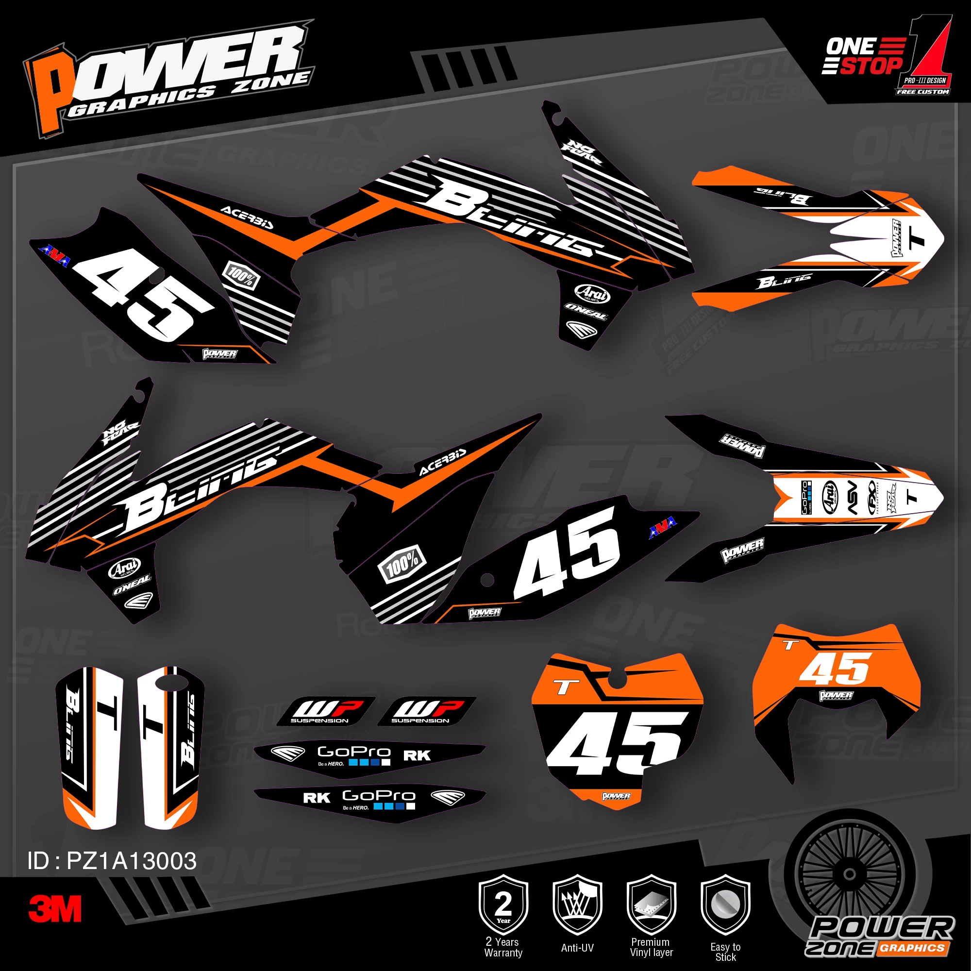 Персонализированные графические фоны PowerZone Team наклейки 3M Набор наклеек для KTM SX SXF