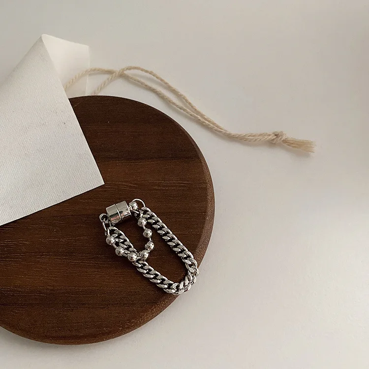 Kpop серебряные звенья цепи кисточки клипсы для ушей корейские магнитные каффы