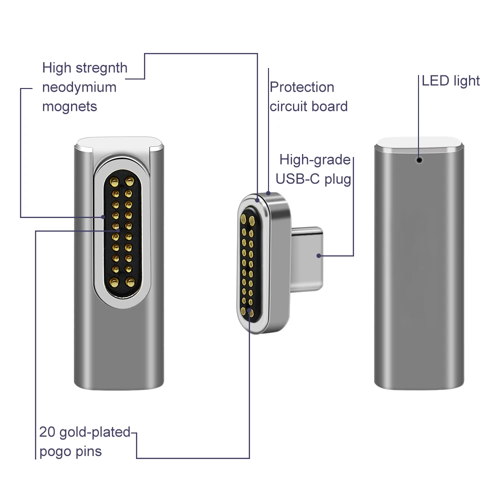 

Original Upmely Magnetic USB C Connector C Adapter 9/20/24pins PD 100W Quick Charge 10Gbp/s Data For More Type C Device