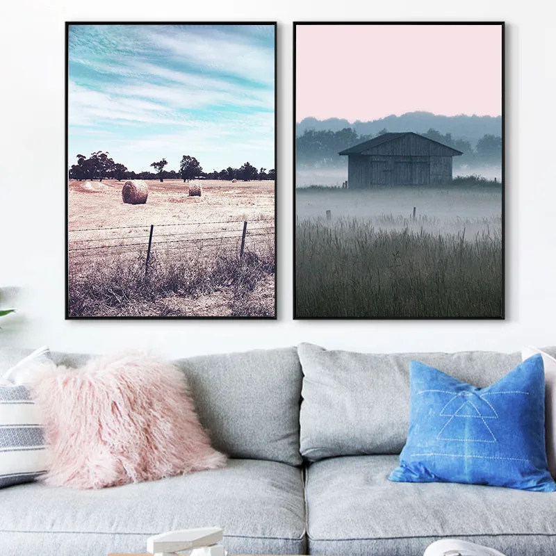 Пейзаж холст живопись художественный принт розовая стена искусство природа